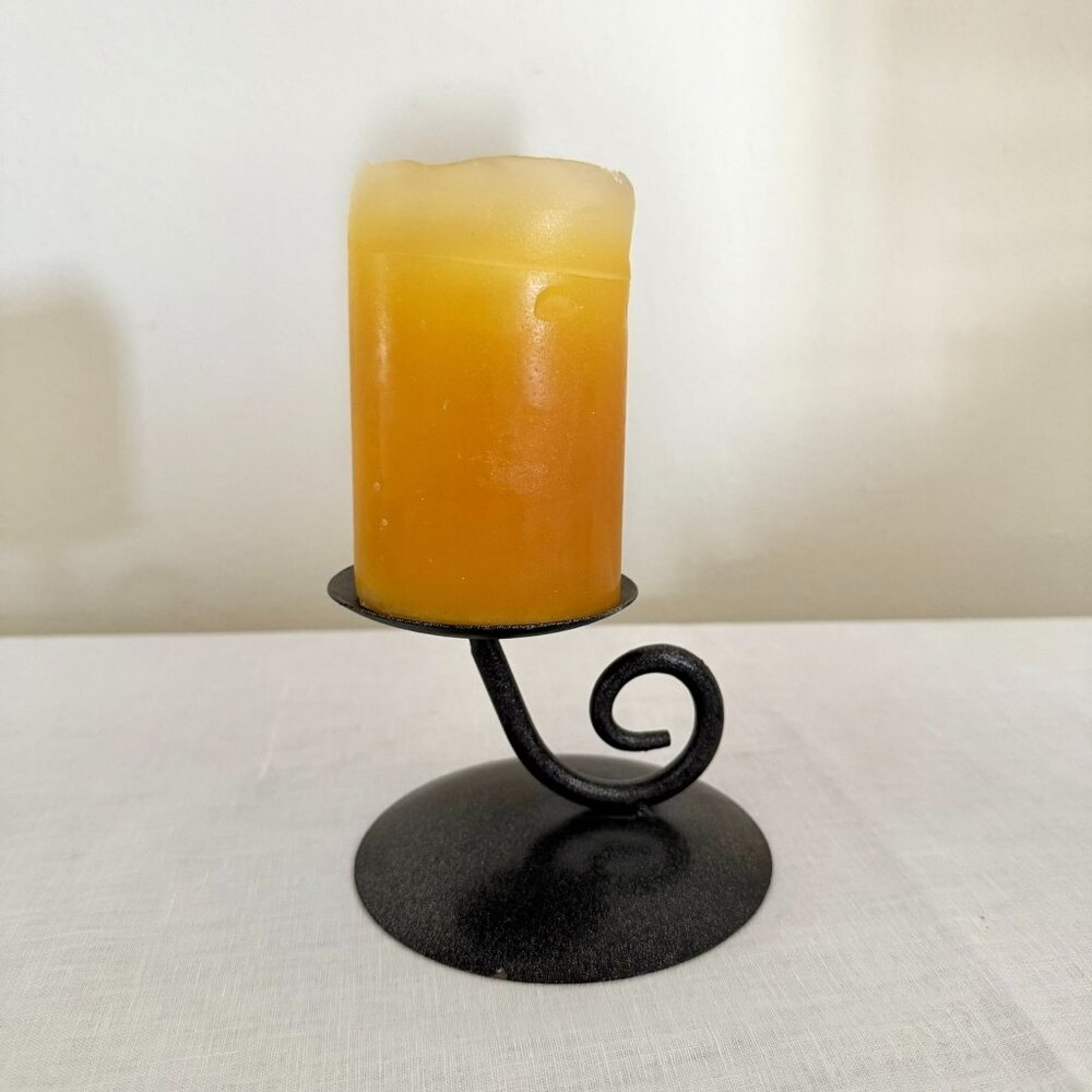 Handmade Black Metal Swirl Candle Holder Glitter Goth